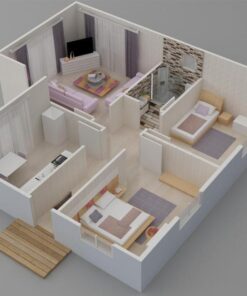 77 mt2 prefabrik ev plan2