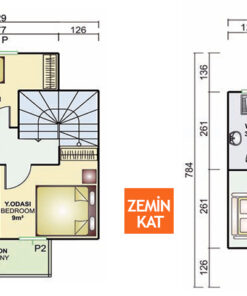 86metrekare iki katli prefabrik ev plani